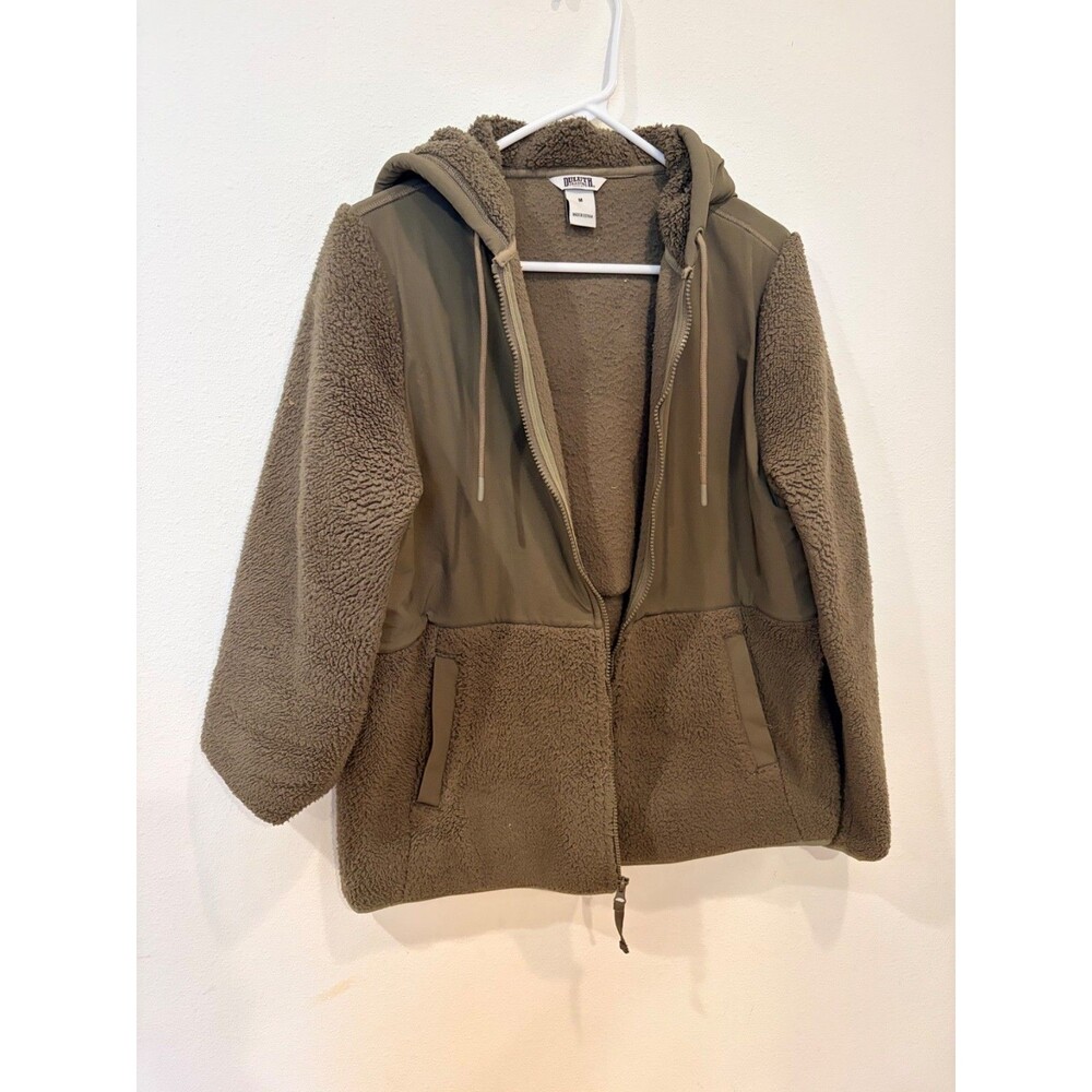 Duluth Trading Co Women’s M Sherpa Fleece Jacket Full Zip Hooded Olive Green